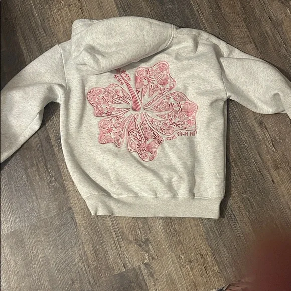 Stylish Gray Hoodie with Pink Palm Accent - Picture 2 of 3